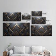 Cargar imagen en el visor de la galería, Black and Gold Art Deco Wall Art, Framed Canvas Print, 1920s Art Deco Print, Stylish Art Deco Canvas Poster, Framed or Unframed, Retro
