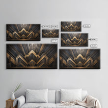 Cargar imagen en el visor de la galería, Black and Gold Art Deco Wall Art, Framed Canvas Print, 1920s Art Deco Print, Stylish Art Deco Canvas Poster, Framed or Unframed, Retro
