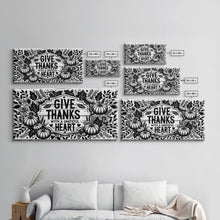 Load image into Gallery viewer, Give Thanks With A Grateful Heart Modern Farmhouse Wall Decor, Dining Room Wall Sign Kitchen Decor Large Framed Canvas Print, Fall Wall Art
