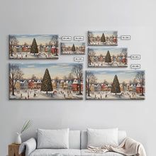 Cargar imagen en el visor de la galería, Christmas Tree In Town Square Framed Christmas Wall Art - Framed Christmas Art - Canvas Art - St. Nicholas - Winter Wonderland Centerpiece

