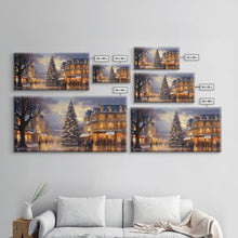 Cargar imagen en el visor de la galería, Christmas Tree In The Town Square - Winter Wonderland Canvas Print - Christmas Village - Christmas Decor - Winter Centerpiece
