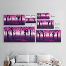 Load image into Gallery viewer, Purple Haunted Forest, Surreal Abstract Trippy Psychedelic Art, Ready To Hang Canvas Print, Framed Wall Art
