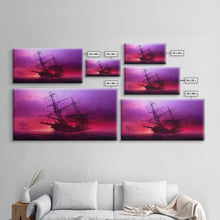 Load image into Gallery viewer, Outrun Style Ghost Ship, Abandoned Pirate Ship, ready to hang canvas print, framed art, cool unique wall decor
