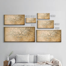 Carregar imagem no visualizador da galeria, Austin Map Print Canvas or Poster, Texas Map Art, Texas Map Print, Vintage Austin Texas Map Framed Art, Retro / Distressed Office Art
