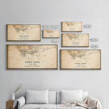 Load image into Gallery viewer, Vintage Hong Kong City Map Wall Art Canvas Print, Distressed Hong Kong Map, Framed Wall Art, Cool Hong Kong Travel Wall Art, Office Art
