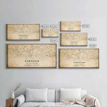 Cargar imagen en el visor de la galería, Birmingham UK map print poster or framed canvas, England map print poster canvas, UK city map print poster canvas, Vintage Travel Art
