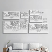 Cargar imagen en el visor de la galería, Chesapeake Street Map, Virginia Map, Map Print, Modern Art, Wall Art, Canvas Art, Gift For Friend, Teen Bedroom Décor, Rustic Mantle Décor
