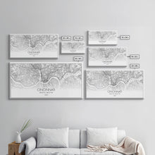 Cargar imagen en el visor de la galería, Cincinnati Street Map, Ohio Map, Map Print, Modern Art, Wall Art, Canvas Art, Garage Art, Educational Wall Art, Above Desk Décor, Room Décor
