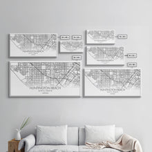 Cargar imagen en el visor de la galería, Huntington Beach City Map, California Map, Map Art, Modern Art, Wall Art, Canvas Art, Coastal Wall Art, Ocean Wall Art, Travel Gifts For Men
