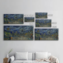 Load image into Gallery viewer, Spooky Haunted Carnival, Framed Canvas Print, Starry Night Inspired Spooky Season Wall Art, Halloween Prop
