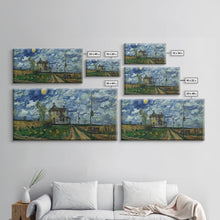 Load image into Gallery viewer, Haunted Countryside, Framed Canvas Print, Spooky Starry Night Inspired Halloween Wall Art
