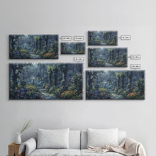 Load image into Gallery viewer, Creepy Victorian Hedge Maze, Haunted Cemetary Framed Canvas Print, Spooky Season Wall Art
