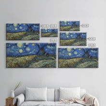 Load image into Gallery viewer, Starry Night Inspired Haunted Wind Mill, Framed Canvas Print, Spooky Halloween Wall Art
