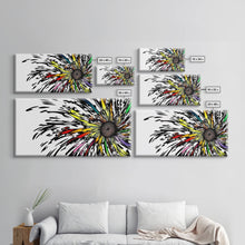 Carregar imagem no visualizador da galeria, Abstract Flower Art - Exploding Flower - Rainbow Flower Painting / Canvas Print - Framed Wall Art - Unique Minimalist / Expressionist Art
