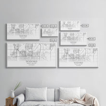 Load image into Gallery viewer, Sioux Falls City Map, South Dakota Art, Map Print, Modern Wall Art, Wall Art, Canvas Art, Large Wall Art, Unique Wall Décor, Office Prints
