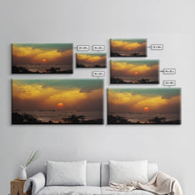 Carregar imagem no visualizador da galeria, Canvas Print, Tropical sunset over the ocean, beach art, island life, living room wall art, guest room wall art

