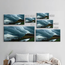 Carregar imagem no visualizador da galeria, Foggy night rainstorm over the lake canvas print, nature and landscape wall art, ready to hang, cool wall art
