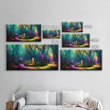Carregar imagem no visualizador da galeria, Fantasy wall art, canvas print, magical forest, fantasy landscape art, ready to hang wall art
