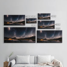 Cargar imagen en el visor de la galería, Cool Wall Art Landscape Mountains Nature Painting Prints Minimalist Modern Home Artwork Decoration Night Sky With Stars, Framed Canvas Print
