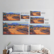 Carregar imagem no visualizador da galeria, Adorable cows at a red barn in the countryside, Framed Canvas Print, great for rustic living room, farmhouse wall decor art
