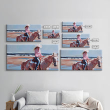 Load image into Gallery viewer, Cowboy Riding Bucking Horse, High Energy Framed Canvas Print, Perfect for Western Living Room Art, Bedroom Decor, Rustic Home Wall Art
