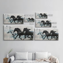 Carregar imagem no visualizador da galeria, Galloping Horses in Monochrome Abstract Landscape, Perfect Wall Art, Framed Canvas Print for Living Room or Bedroom Decor, Equestrian Art
