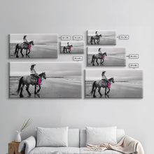Carregar imagem no visualizador da galeria, Framed Canvas Print of Highland Cow in Winter Hat, Fun and Quirky Wall Art for Living Room or Bedroom, Unique Decor
