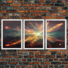 Carregar imagem no visualizador da galeria, Galaxy Full of Stars, Pixel Space Art, Pixel Art, 3 piece wall art, 3 piece canvas, unique colorful living room wall art
