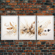 Carregar imagem no visualizador da galeria, Boho Style Minimalist Farmhouse 3 Piece Wall Art, White Background Wildflowers, Botanical Floral Art, Rustic Chic Decor
