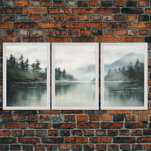 Load image into Gallery viewer, 3 Piece Triptych Canvas Print Set, Oil Painting Landscape Painting, Tropical River Scene, Minimalist Boho Decor

