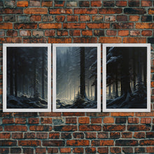Load image into Gallery viewer, 3 Piece Framed Canvas Print Wall Art Set of 3 Emerald Green Mountain Forest Lake Landscape Minimalist Modern Art Nature Wall Decor

