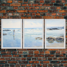 Load image into Gallery viewer, framed ocean art | beach wall art | framed wall art | living room wall decor | abstract landscape art | 3 Piece Art | Triptych Painting
