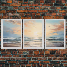 Carregar imagem no visualizador da galeria, Beach Wall Art, Seascape Print, Sunset Wall Art, Canvas Print, Wall Art, 3 Piece Wall Art, Beach House Wall Decor, Home Office Art, RV Decor
