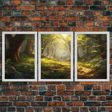 Carregar imagem no visualizador da galeria, Forest Print, Trees Art, Landscape Wall Art, Canvas Print, Wall Art, 3 Piece Wall Art, Nature Prints, Botanical Wall Art, Family Home Decor
