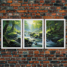 Carregar imagem no visualizador da galeria, Forest Wall Art, Waterfalls Print, Landscape Print, Canvas Print, Set Of 3 Prints, Wall Art, 3 Piece Wall Art, Home Office Art, Office Decor
