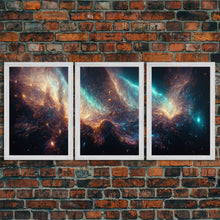Carregar imagem no visualizador da galeria, Galaxy of Stars, Scifi, String Theory, 3 Piece Wall Art, Ready To Hang Canvas Print, Cool Living Room Wall Art Decor

