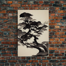 Carregar imagem no visualizador da galeria, Black and White Japanese Maple Tree, Framed Canvas Print, Ready To Hang Framed Wall Art, Living Room Wall Hanging
