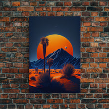 Load image into Gallery viewer, Fiery Orange Sunset Cactus Desert Wall Art Canvas Print - Vibrant Colors of a Desert Oasis Artwork

