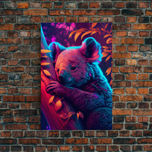 Cargar imagen en el visor de la galería, Cute Retro Wave Koala Bear, framed canvas print, Animals of Australia
