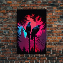 Load image into Gallery viewer, Birds of Prey sitting in a tree, Red-Tailed Hawk art, framed canvas print, birds of prey, hunter birds, animal art
