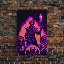 Carregar imagem no visualizador da galeria, Tabletop RPG pixel art, Human Warlock Art, framed canvas print, framed game room decor
