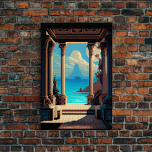 Load image into Gallery viewer, Retro Style Videogame Art, Pixel Roman Architecture Art, 8 bit art, framed canvas print
