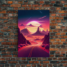 Load image into Gallery viewer, Apache Trail Scenic Drive, Framed Canvas Print, Roads of Arizona, retro style art
