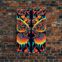 Carregar imagem no visualizador da galeria, Butterfly Fire Rorschach Art, Dual Meaning, Framed Canvas Print, Optical Illusion Art
