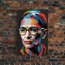 Load image into Gallery viewer, Notorious RBG, Ruth Bader Ginsburg Pop Art Portrait, Framed Canvas Print, Colorful Historic Figure Art
