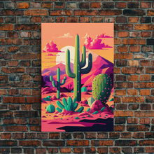Load image into Gallery viewer, Pueblo Style Cactus, Still Life, Framed Canvas Print, Western Decor, Midwest Style Art, Arizona Desert Art
