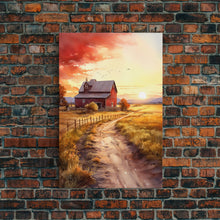 Load image into Gallery viewer, Barn Wall Art - Rustic Red Canvas Print - Farmhouse Chic Decor
