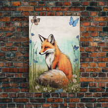 Load image into Gallery viewer, Fox Art Print, Boho Wall Decor, Woodland Animals, Nursery Minimalist Baby Room, Earth Tone Monochromatic, Modern Gender Neutral, Canvas Art
