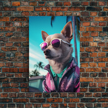 Cargar imagen en el visor de la galería, Chihuahua Wall Print, Dog Pink Sunglasses, Dog Wall Art, Animal Art, Funny Wall Art, Framed Wall Art, Framed Canvas, Wall Print, Wall Canvas
