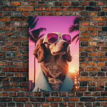 Load image into Gallery viewer, Dachshund Wall Print, Dog Wall Art, Dog Sunglasses, Dog In Teal Shirt, Funny Art, Framed Wall Art, Framed Canvas, Wall Print, Wall Canvas
